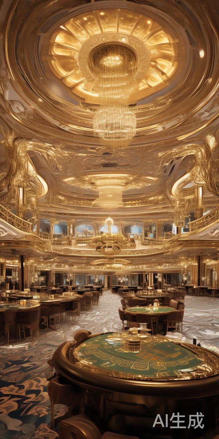 澳门威尼斯人的赌场空间宏大，装饰豪华，兼具现代感与